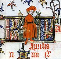 Homme vetu de rouge tenant 2 rameaux